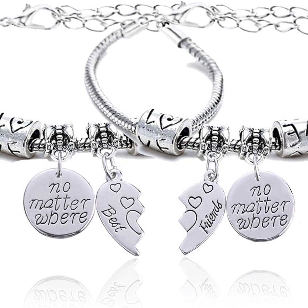 NIB Amazon lauhonmin 2 Piece BBF Broken Heart Double Bracelets Set Friendship